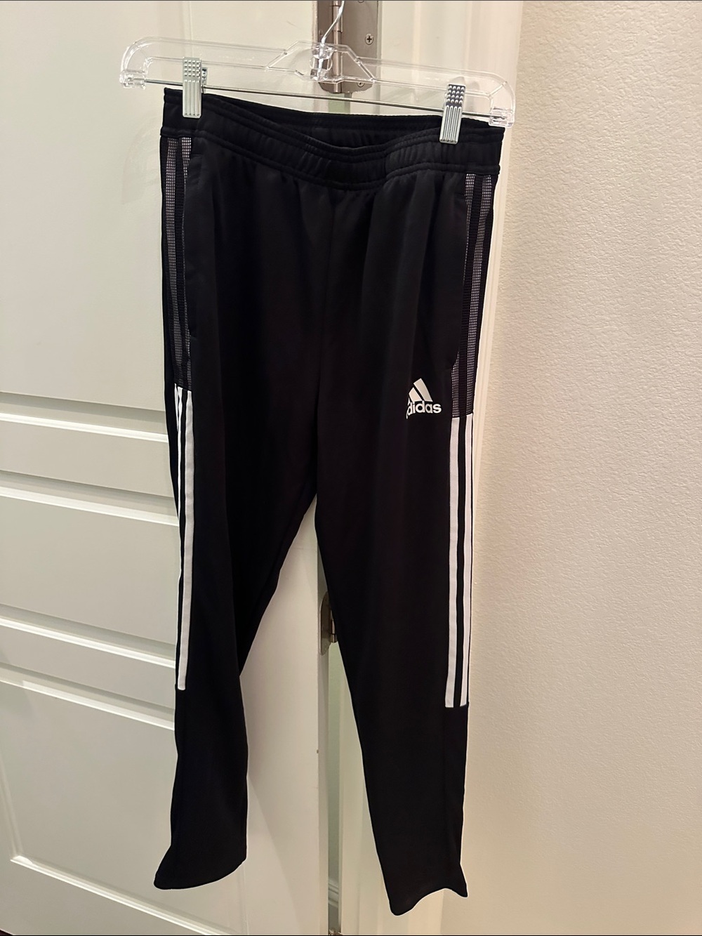 adidas Black Track Pants with White Side Stripes